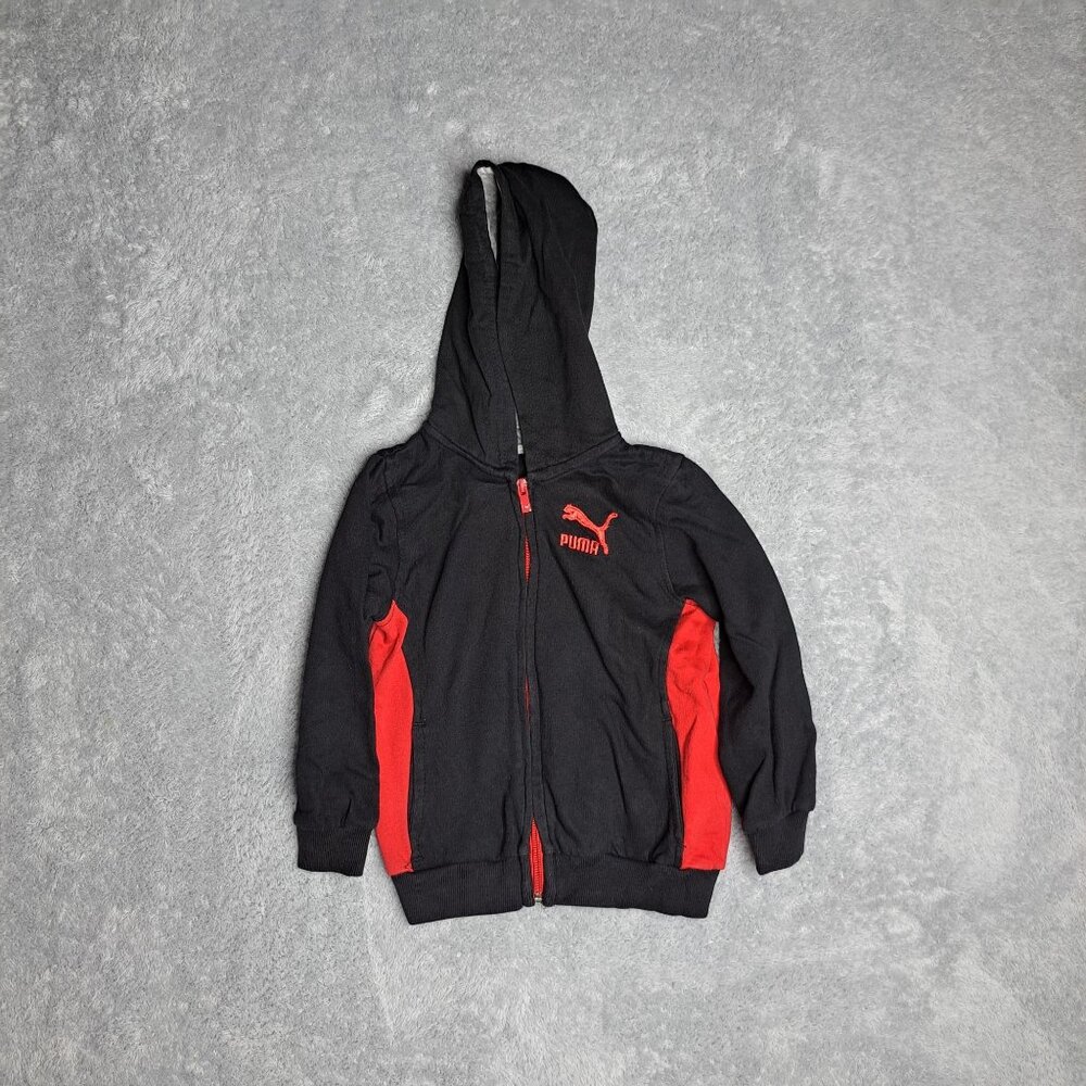Puma Kids Black & Red Zip-Up Hoodie 4T
